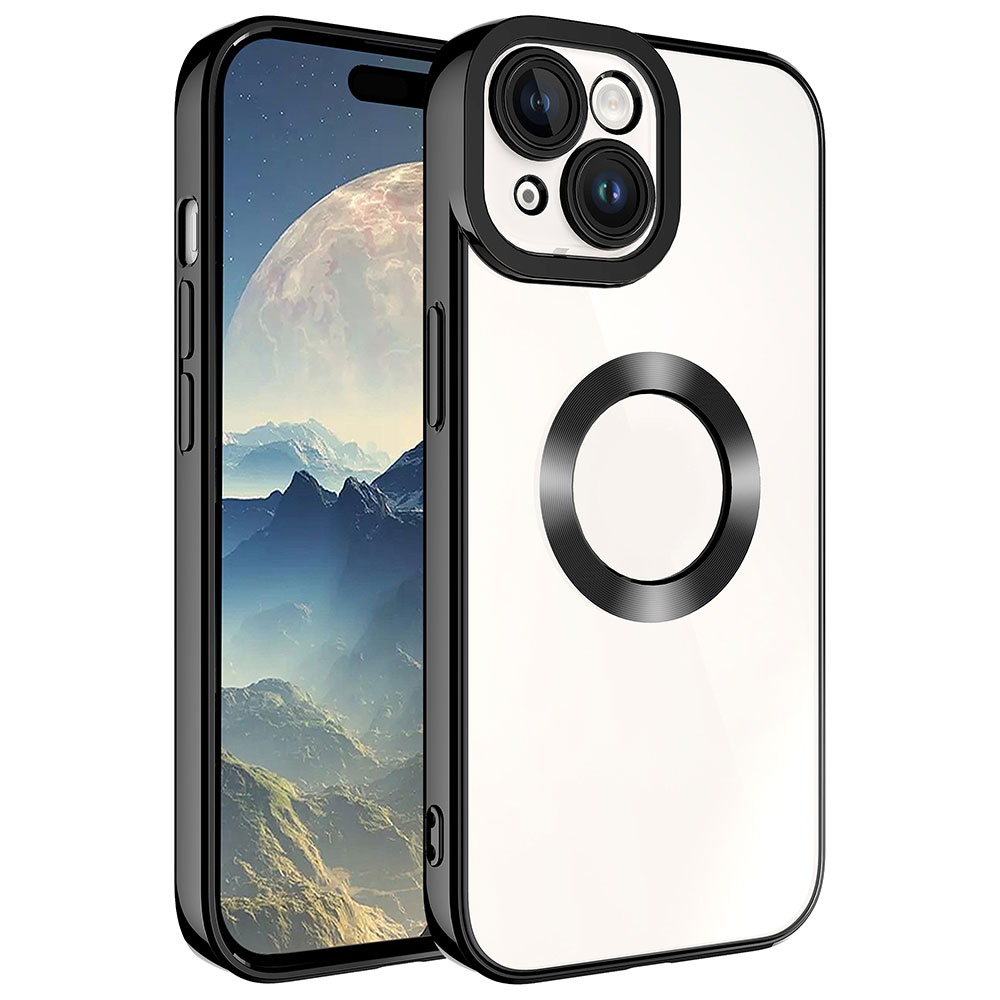 Apple iPhone 15 Kılıf Kamera Korumalı Logo Gösteren NXXA Omega Kapak-Siyah