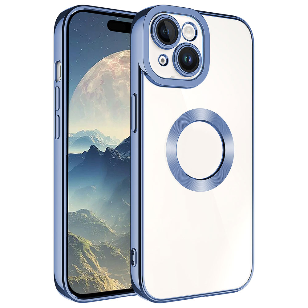 Apple iPhone 15 Kılıf Kamera Korumalı Logo Gösteren NXXA Omega Kapak-Sierra Mavi