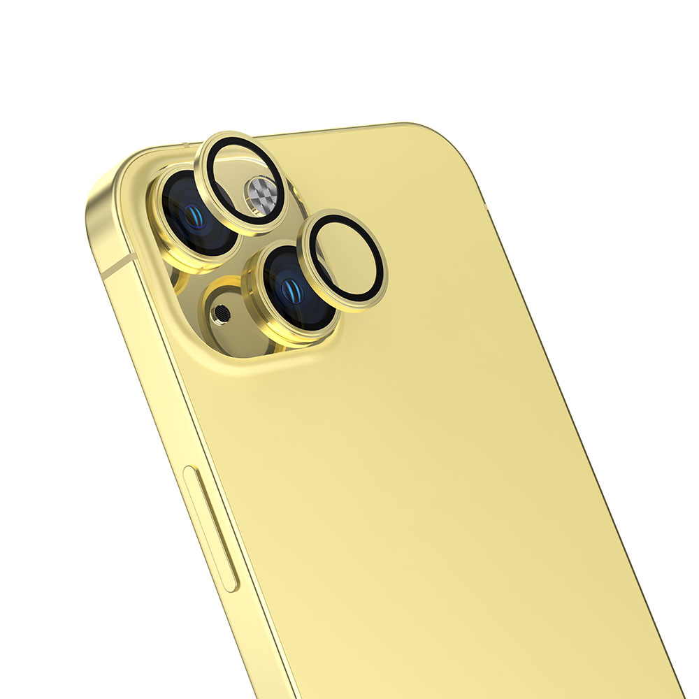 iPhone 15 Plus Uyumlu NXXA CL-13 Kamera Lens Koruyucu-Sarı