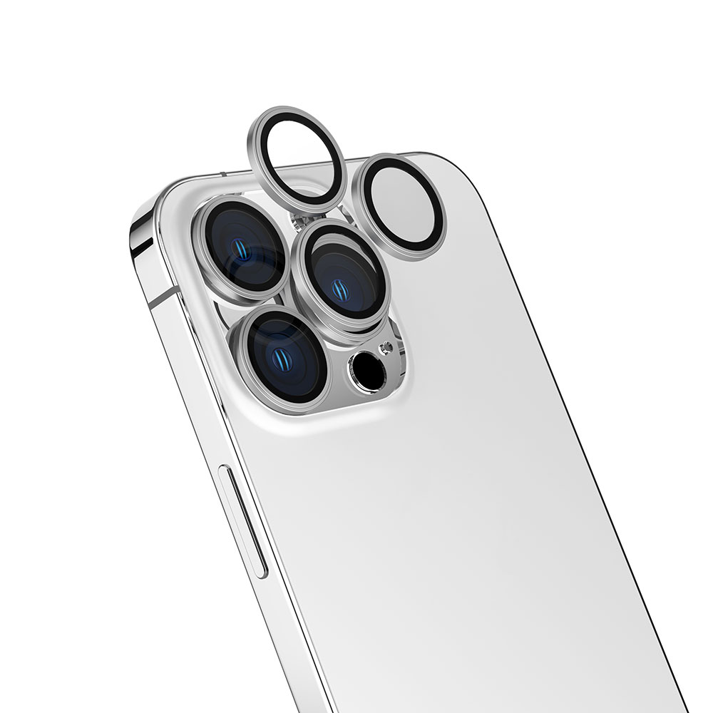 iPhone 15 Pro Max Uyumlu NXXA CL-13 Kamera Lens Koruyucu-Gümüş
