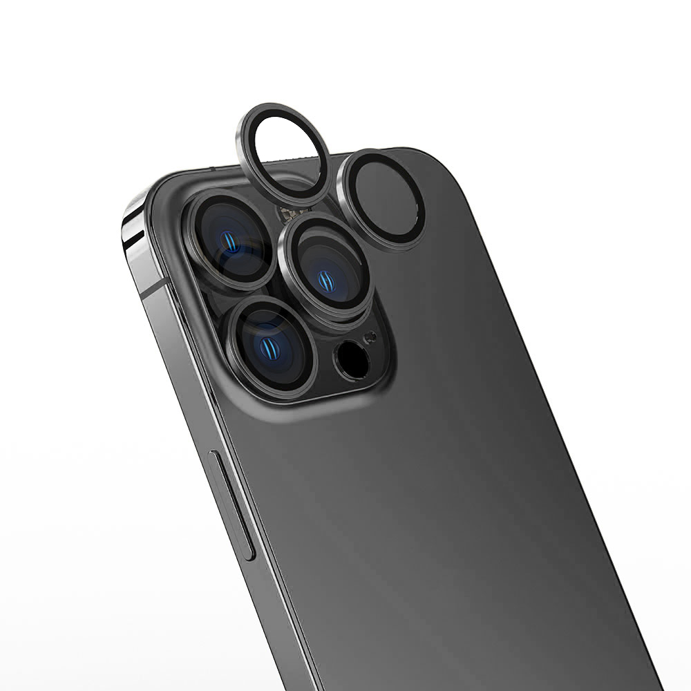 iPhone 15 Pro Uyumlu NXXA CL-13 Kamera Lens Koruyucu-Koyu Gri
