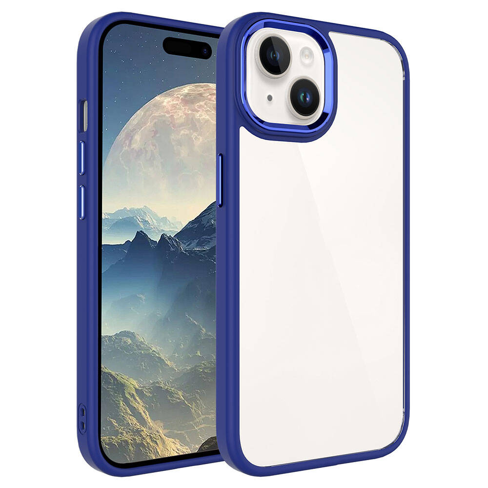 iPhone 15 Uyumlu NXXA Krom Kapak-Lacivert