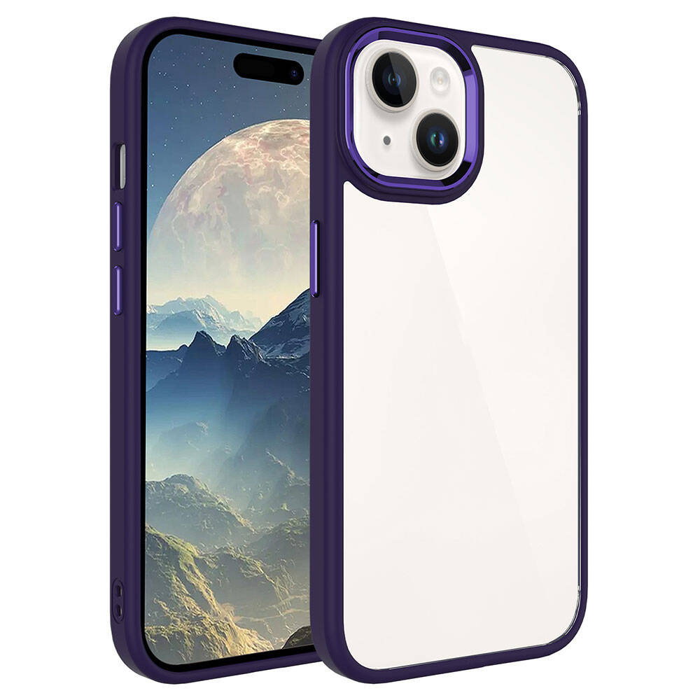 iPhone 15 Plus Uyumlu NXXA Krom Kapak-Derin Mor