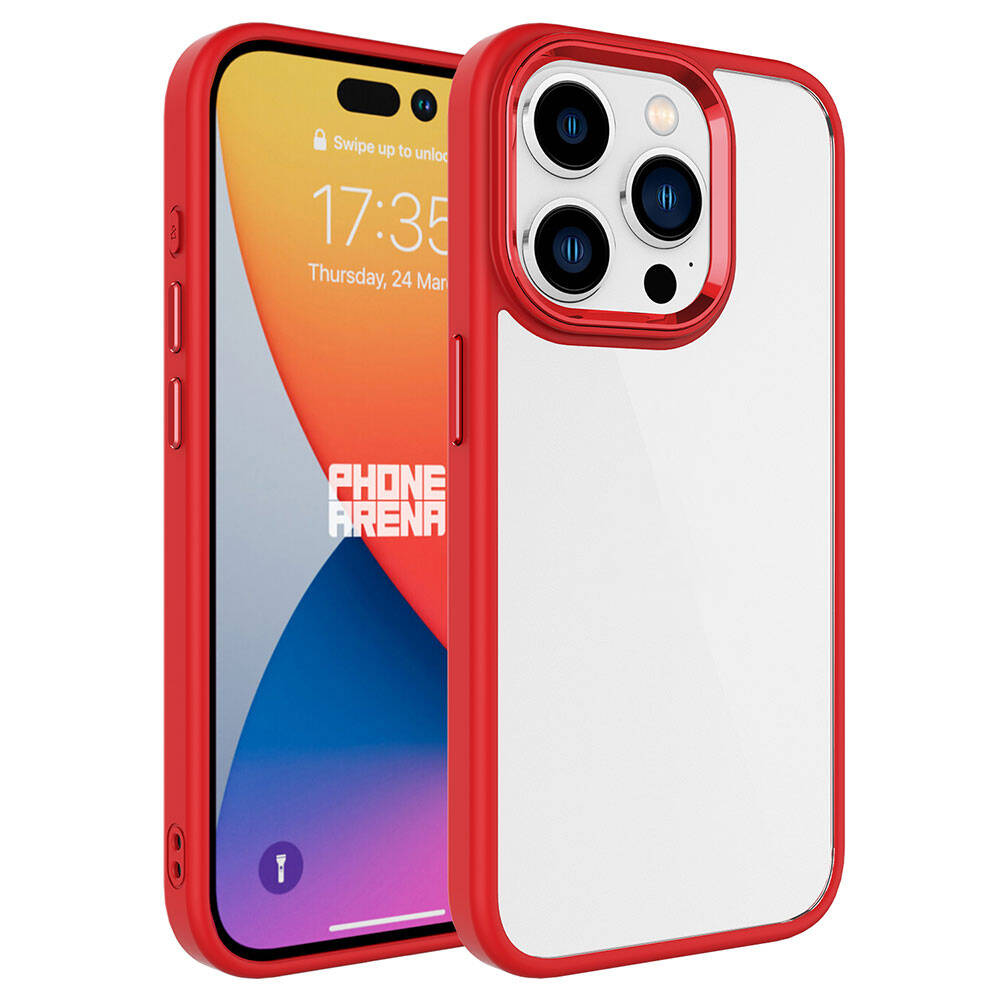 Apple iPhone 15 Pro Max Kılıf NXXA Krom Kapak-Kırmızı