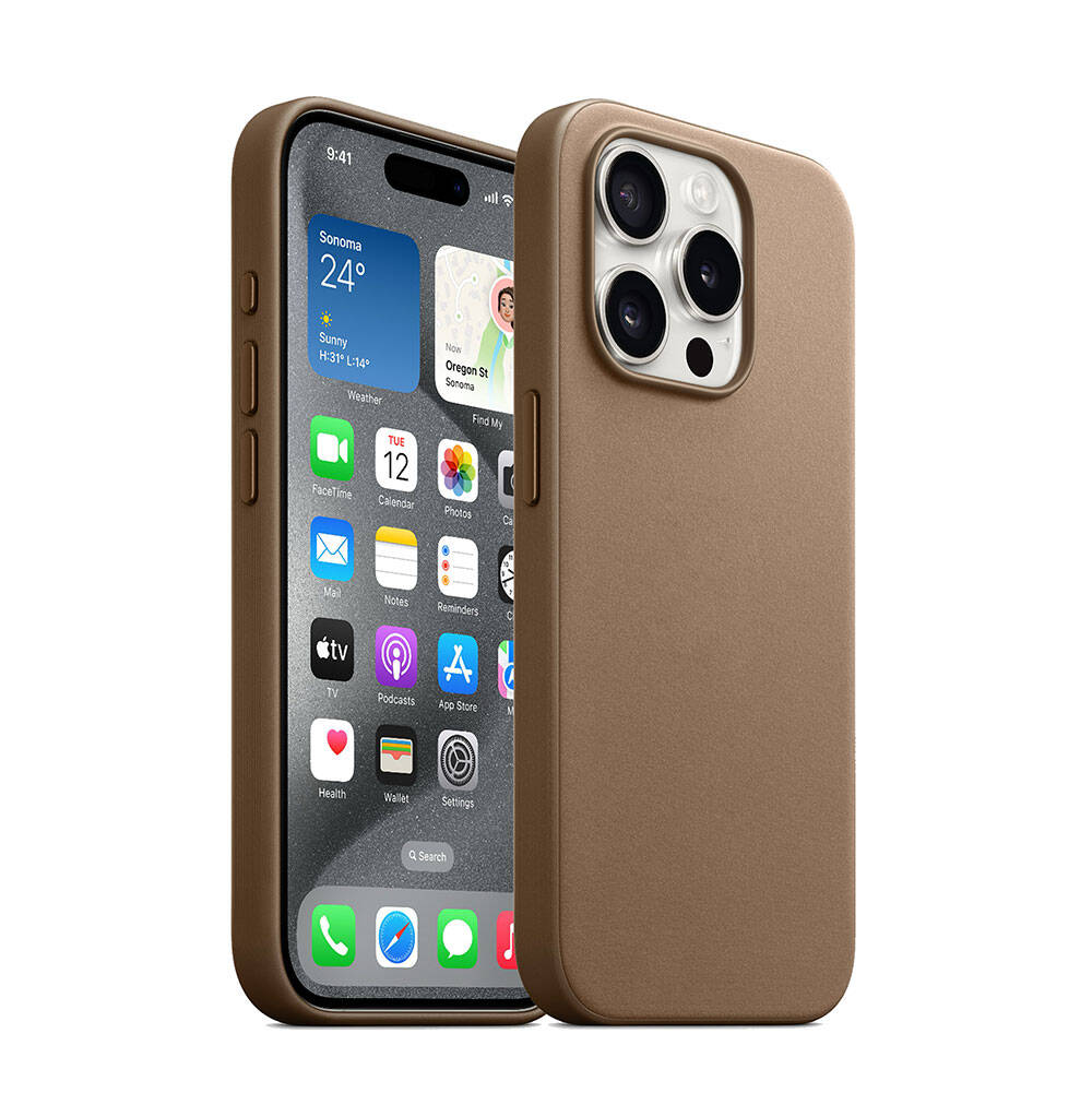 Apple iPhone 15 Pro Max Kılıf NXXA Magsafe Şarj Özellikli Mikro Fiber Optimal Kapak-Kahverengi