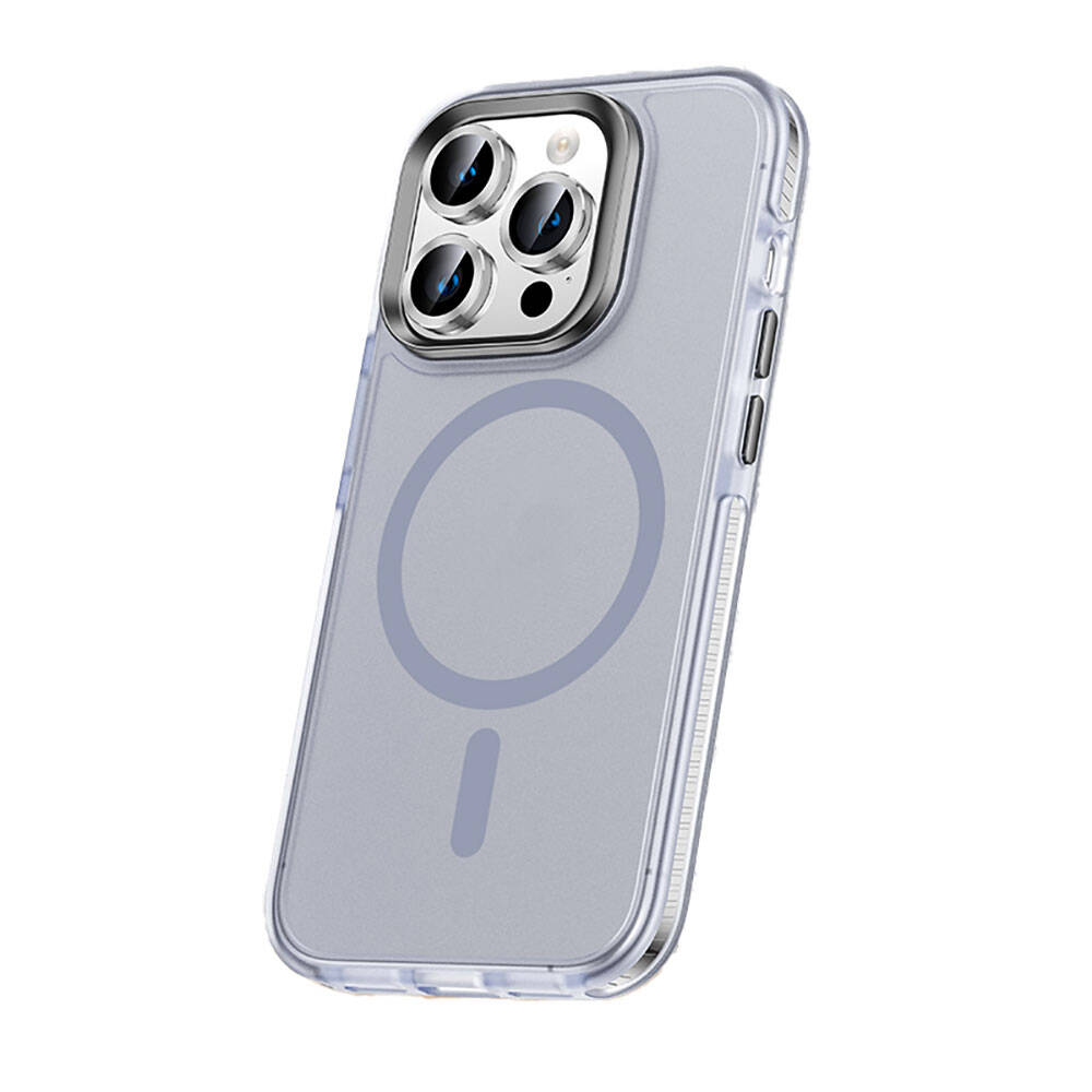 Apple iPhone 15 Pro Kılıf Airbagli Magsafe Wireless Şarj Özellikli Lens Koruyuculu NXXA Klaptika Kapak-Gri