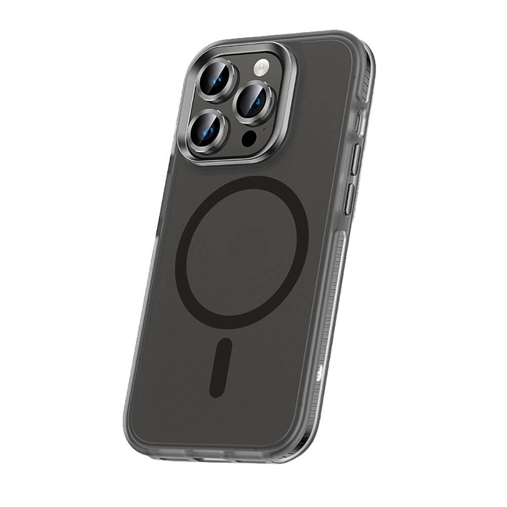 Apple iPhone 15 Pro Max Kılıf Airbagli Magsafe Wireless Şarj Özellikli Lens Koruyuculu NXXA Klaptika Kapak-Siyah