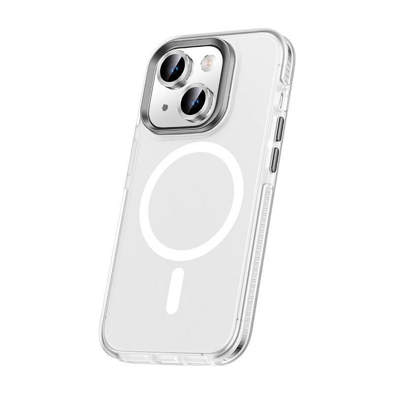 Apple iPhone 15 Kılıf Airbagli Magsafe Wireless Şarj Özellikli Lens Koruyuculu NXXA Klaptika Kapak-Renksiz