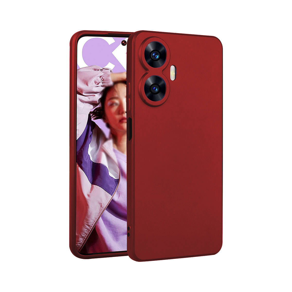 Realme C55 Kılıf NXXA Premier Silikon Kapak-Kırmızı