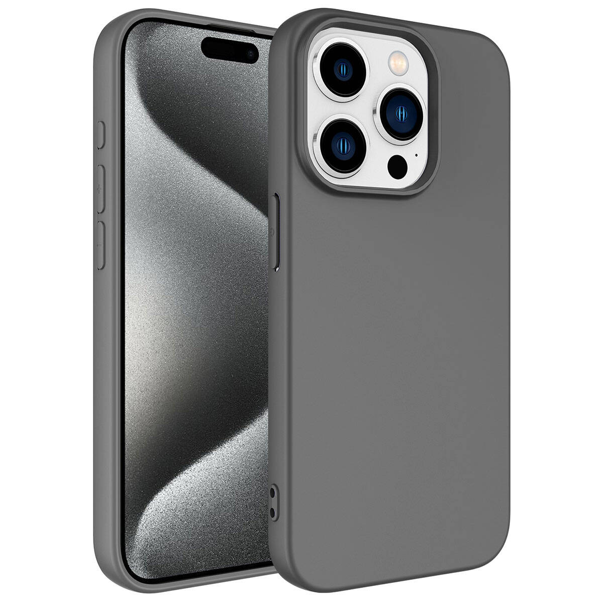 Apple iPhone 15 Pro Kılıf NXXA LSR LaAAKan Kapak-Koyu Gri