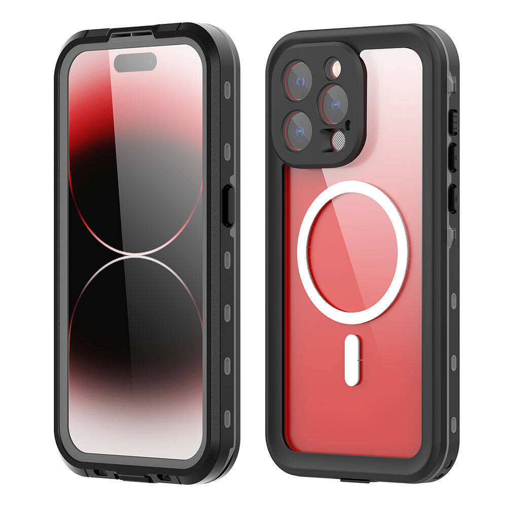 Apple iPhone 15 Pro Max Kılıf 1-1 Su Geçirmez Kılıf-Siyah