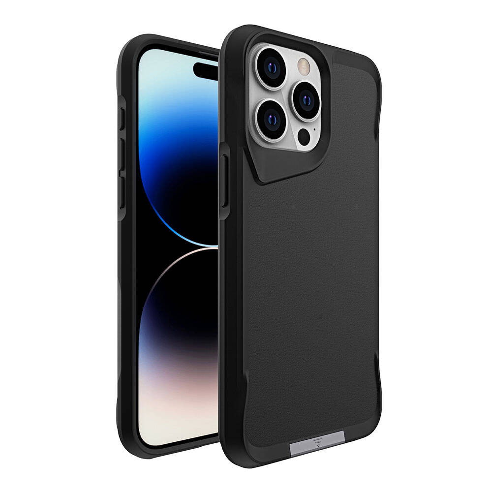 iPhone 15 Pro Uyumlu NXXA Airbag Kenarlı T-Max Mat Standlı Kapak-Siyah