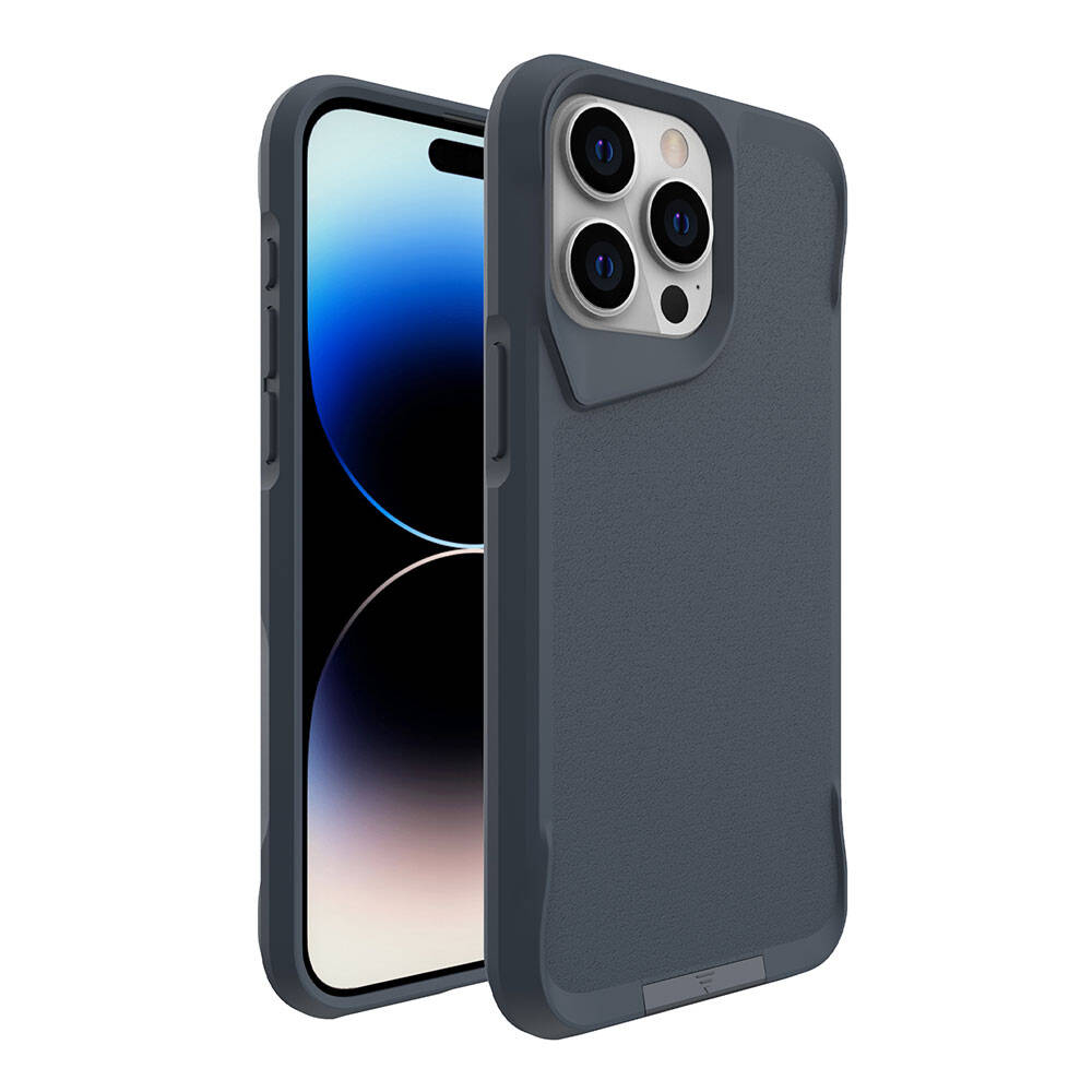 iPhone 15 Pro Max Uyumlu NXXA Airbag Kenarlı T-Max Mat Standlı Kapak-Gri