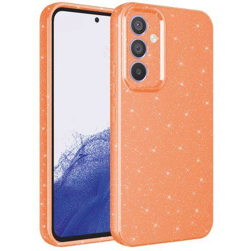 Galaxy A54 Kılıf Kamera Korumalı Simli Lüks NXXA Koton Kapak-Turuncu