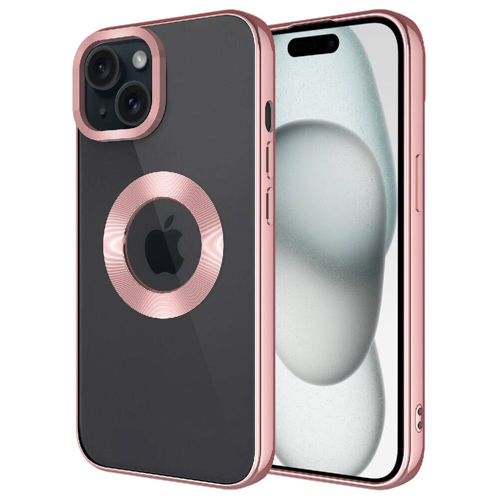 iPhone 15 Uyumlu Kamera Korumalı Logo Gösteren NXXA Omega Kapak-Rose Gold