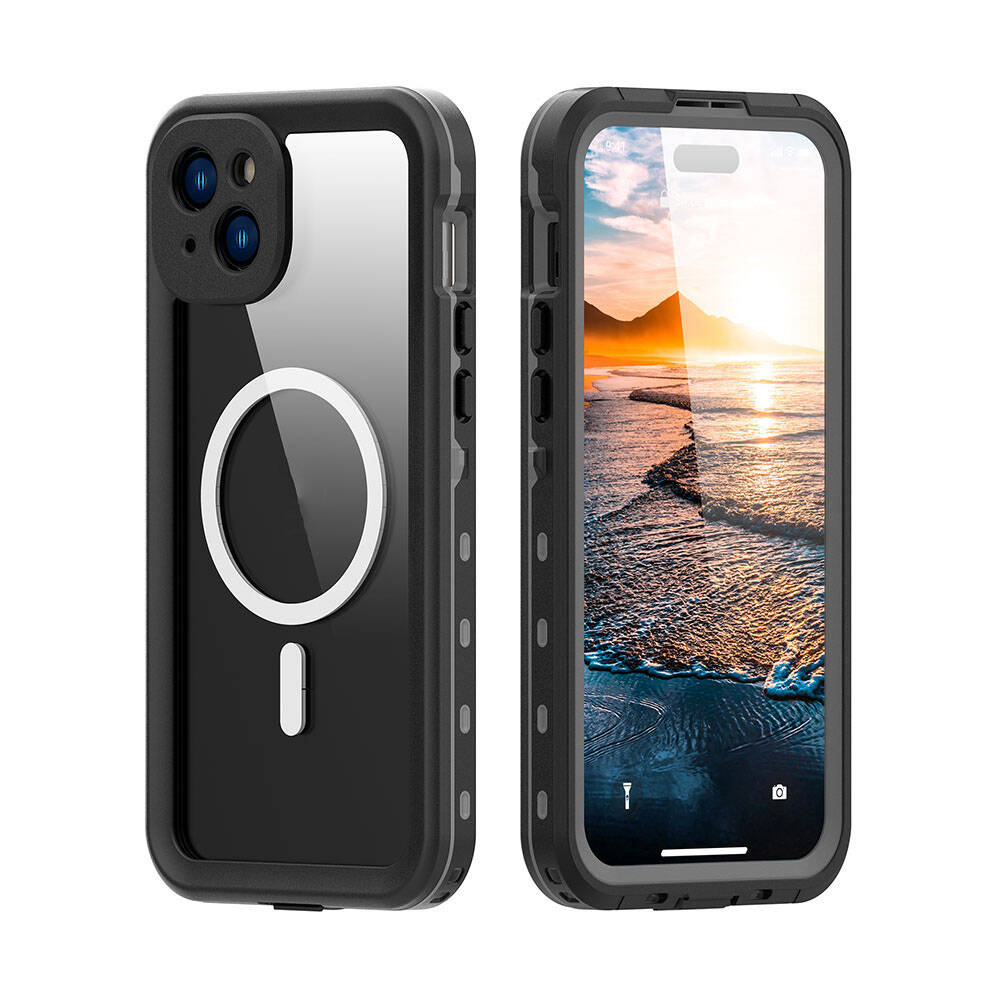 iPhone 15 Plus Uyumlu 1-1 Su Geçirmez Kılıf-Siyah