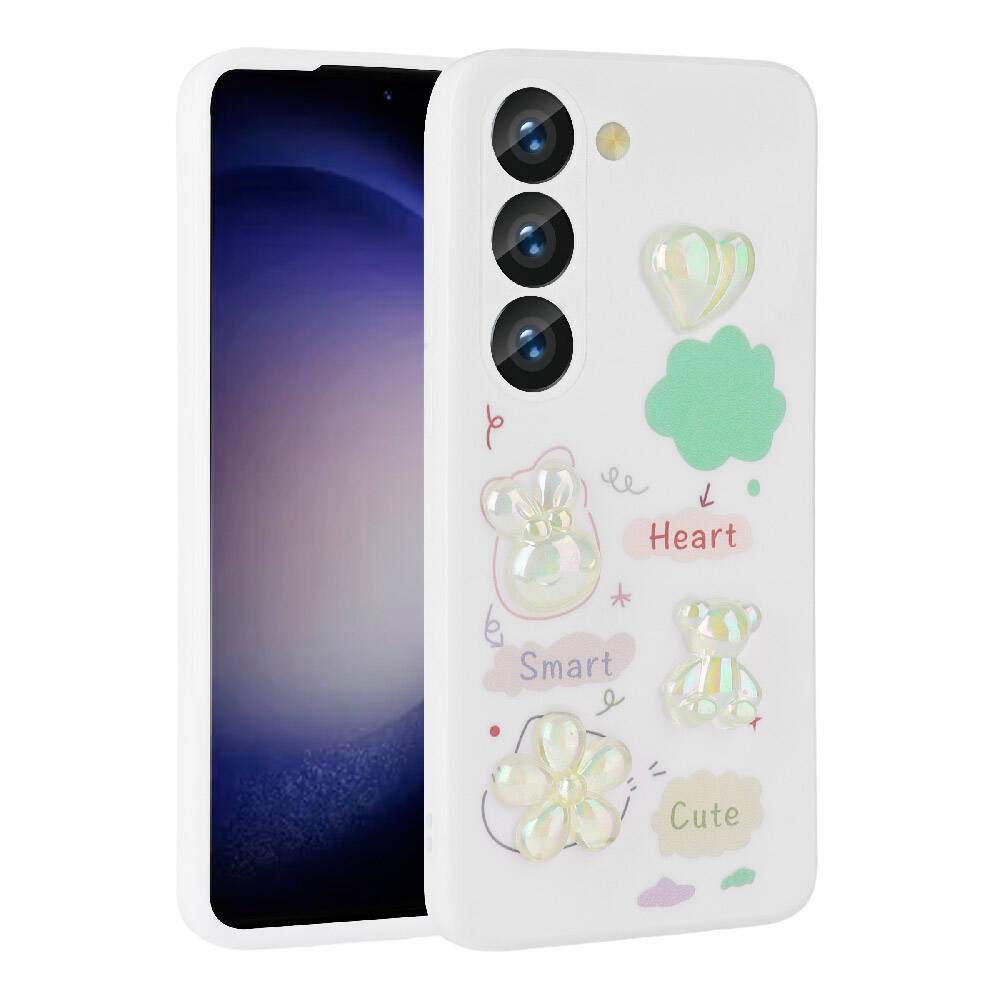 Galaxy A54 Kılıf Kabartma Figürlü Parlak NXXA Toys Silikon Kapak-Beyaz