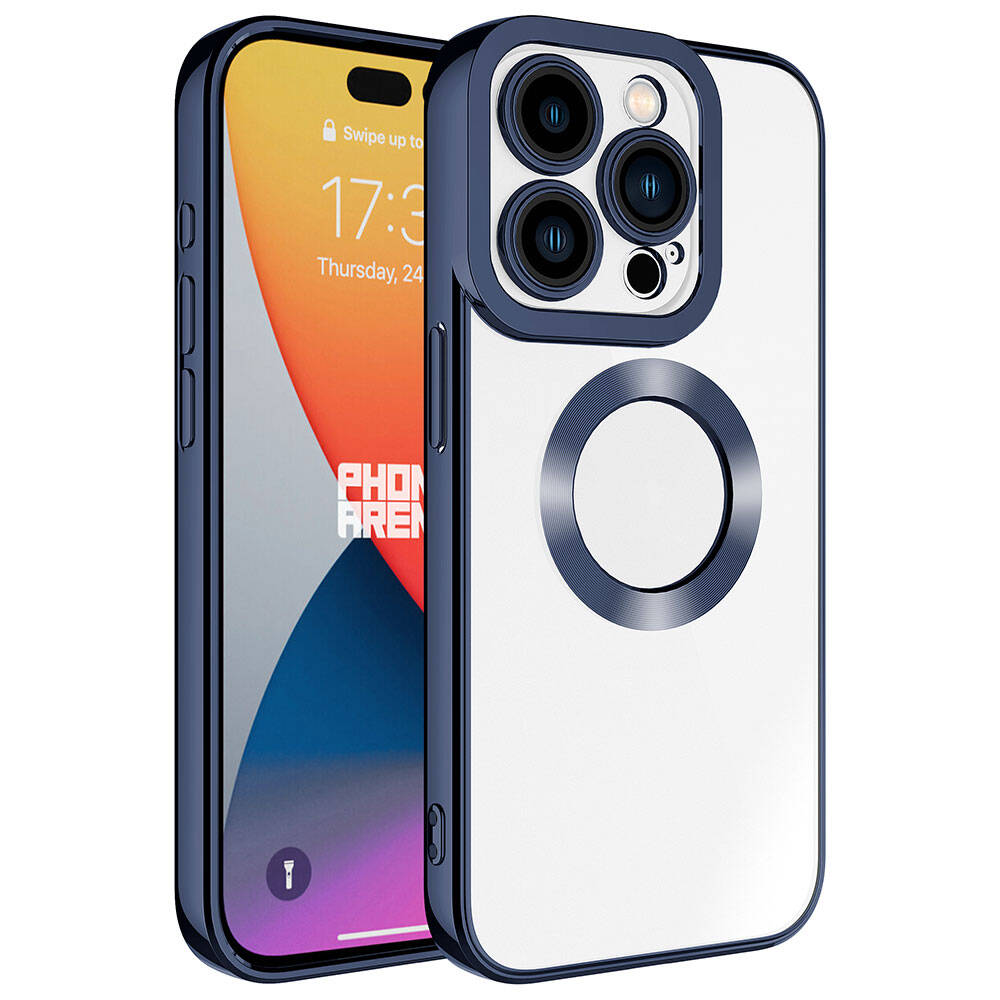 iPhone 15 Pro Max Uyumlu Kamera Korumalı Logo Gösteren NXXA Omega Kapak-Lacivert