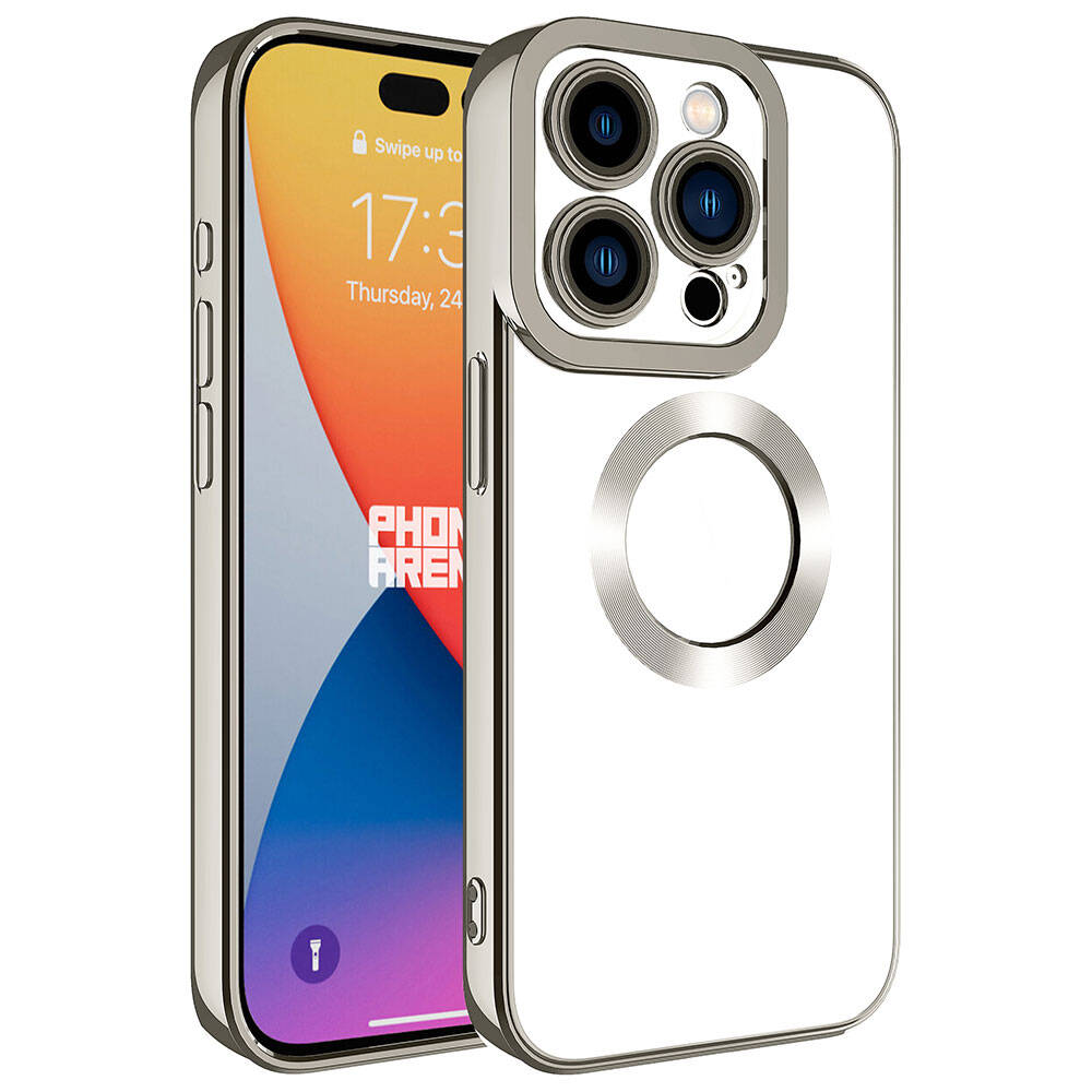 Apple iPhone 15 Pro Max Kılıf Kamera Korumalı Logo Gösteren NXXA Omega Kapak-Titanyum