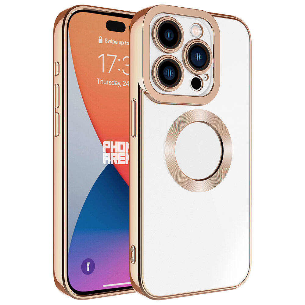 iPhone 15 Pro Max Uyumlu Kamera Korumalı Logo Gösteren NXXA Omega Kapak-Rose Gold