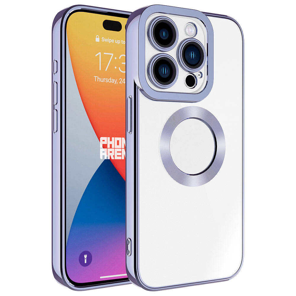 Apple iPhone 15 Pro Kılıf Kamera Korumalı Logo Gösteren NXXA Omega Kapak-Lila