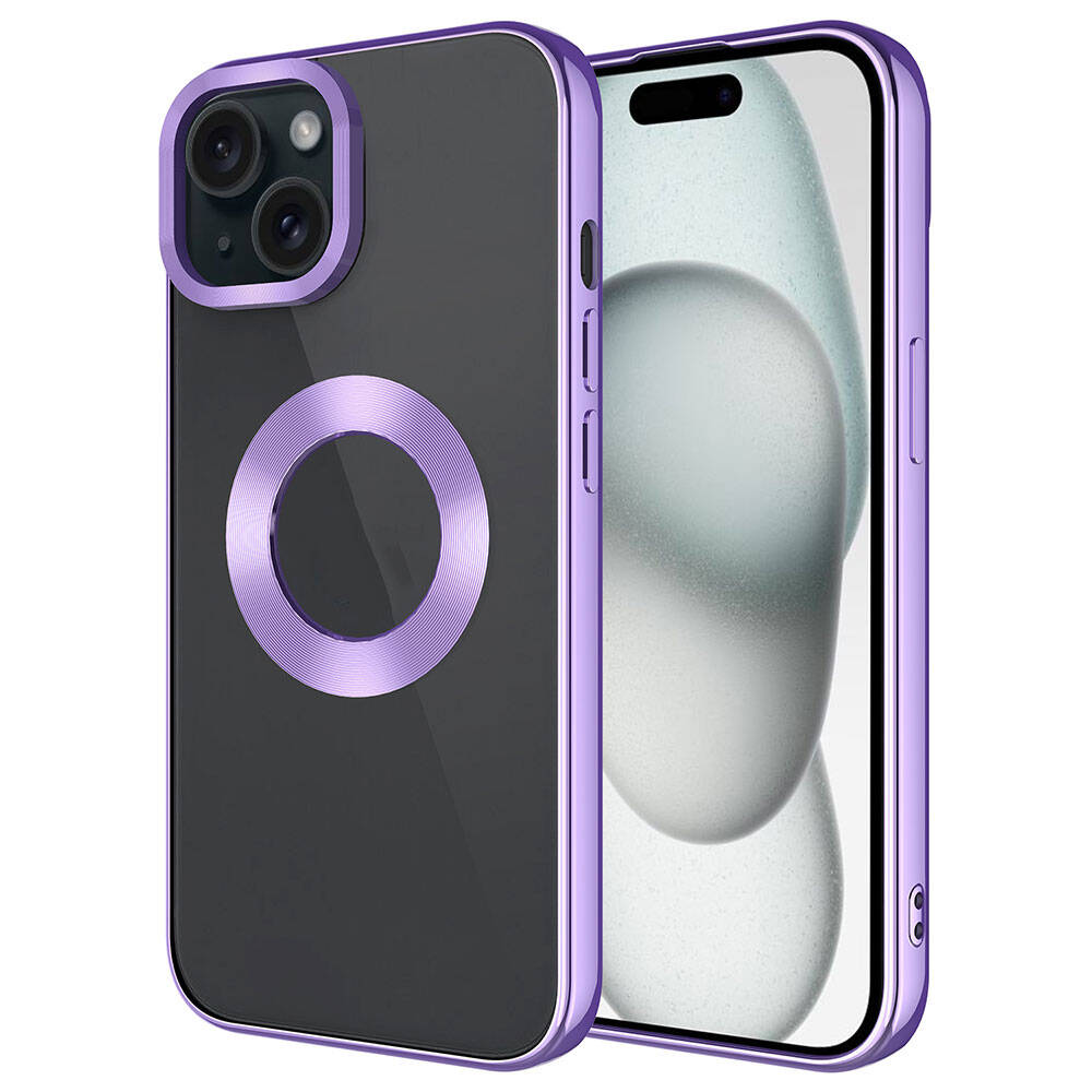 iPhone 15 Uyumlu Tek Kamera Çerçeveli Logo Gösteren NXXA Omega Kapak-Lila