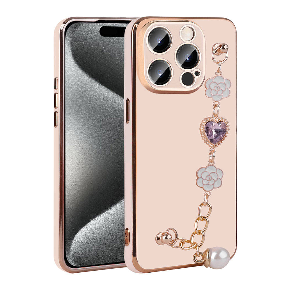 Apple iPhone 15 Pro Max Kılıf El Tutamaçlı Kamera Korumalı NXXA Taka Silikon Kapak-Pembe