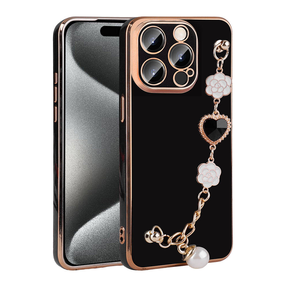 Apple iPhone 15 Pro Max Kılıf El Tutamaçlı Kamera Korumalı NXXA Taka Silikon Kapak-Siyah