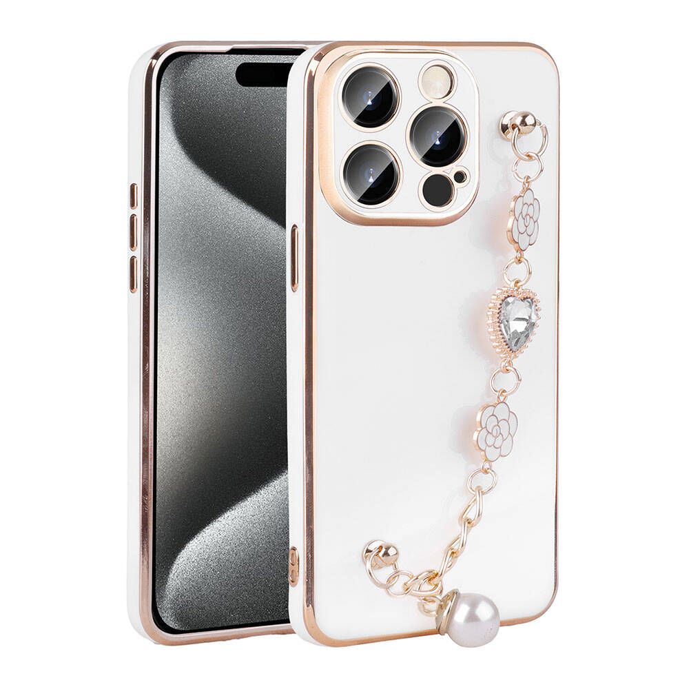 Apple iPhone 15 Pro Kılıf El Tutamaçlı Kamera Korumalı NXXA Taka Silikon Kapak-Beyaz