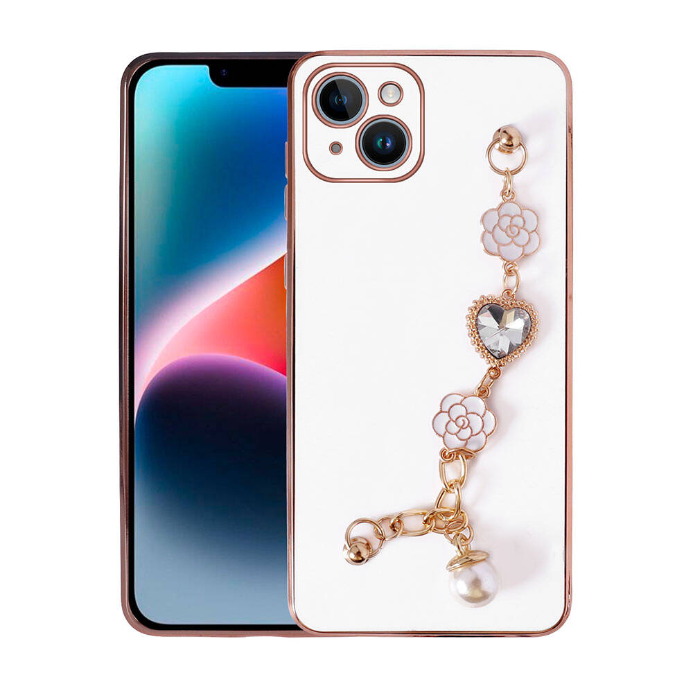 Apple iPhone 15 Plus Kılıf El Tutamaçlı Kamera Korumalı NXXA Taka Silikon Kapak-Beyaz