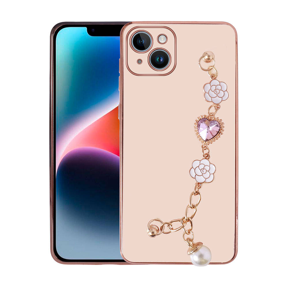 Apple iPhone 15 Plus Kılıf El Tutamaçlı Kamera Korumalı NXXA Taka Silikon Kapak-Pembe