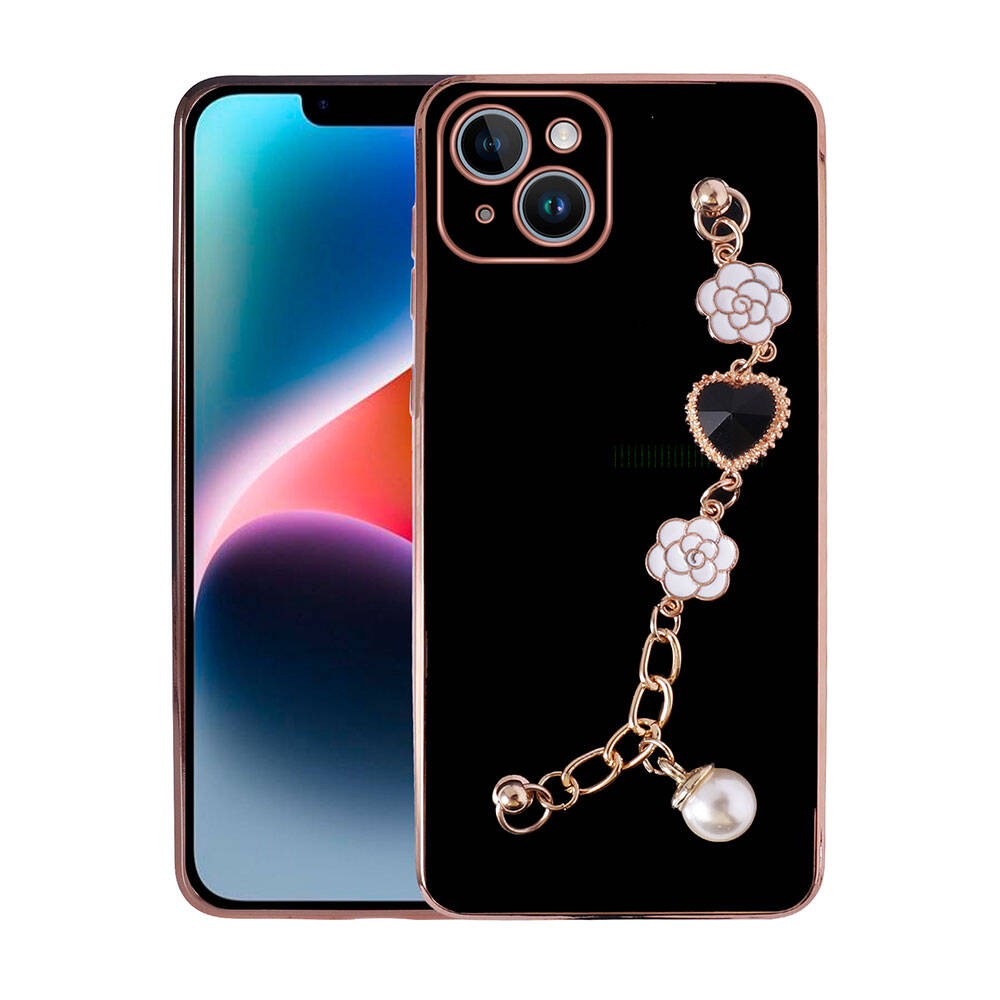 Apple iPhone 15 Kılıf El Tutamaçlı Kamera Korumalı NXXA Taka Silikon Kapak-Siyah