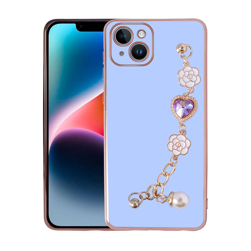 Apple iPhone 15 Plus Kılıf El Tutamaçlı Kamera Korumalı NXXA Taka Silikon Kapak-Mor
