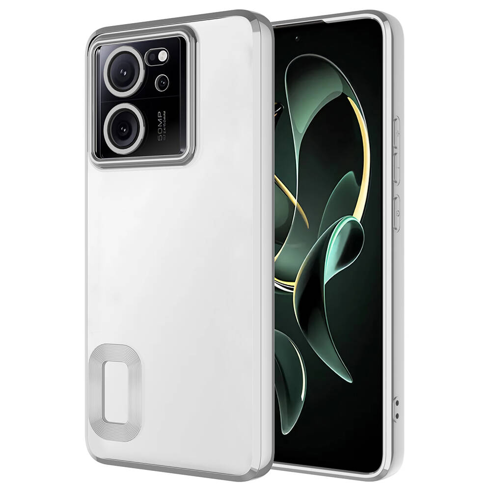Xiaomi Mi 13T Kılıf Kamera Korumalı Logo Gösteren NXXA Omega Kapak-Gümüş