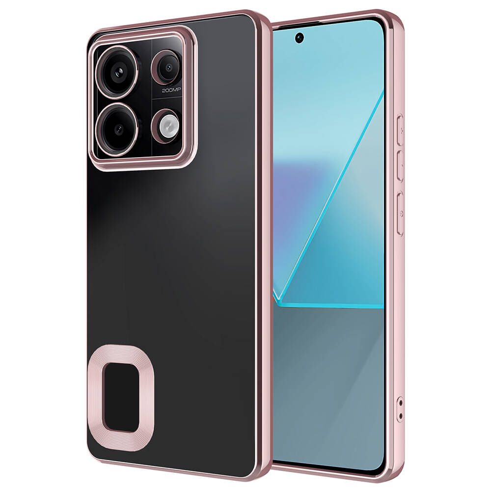Xiaomi Redmi Note 13 Pro 5G Kılıf Kamera Korumalı Logo Gösteren NXXA Omega Kapak-Rose Gold