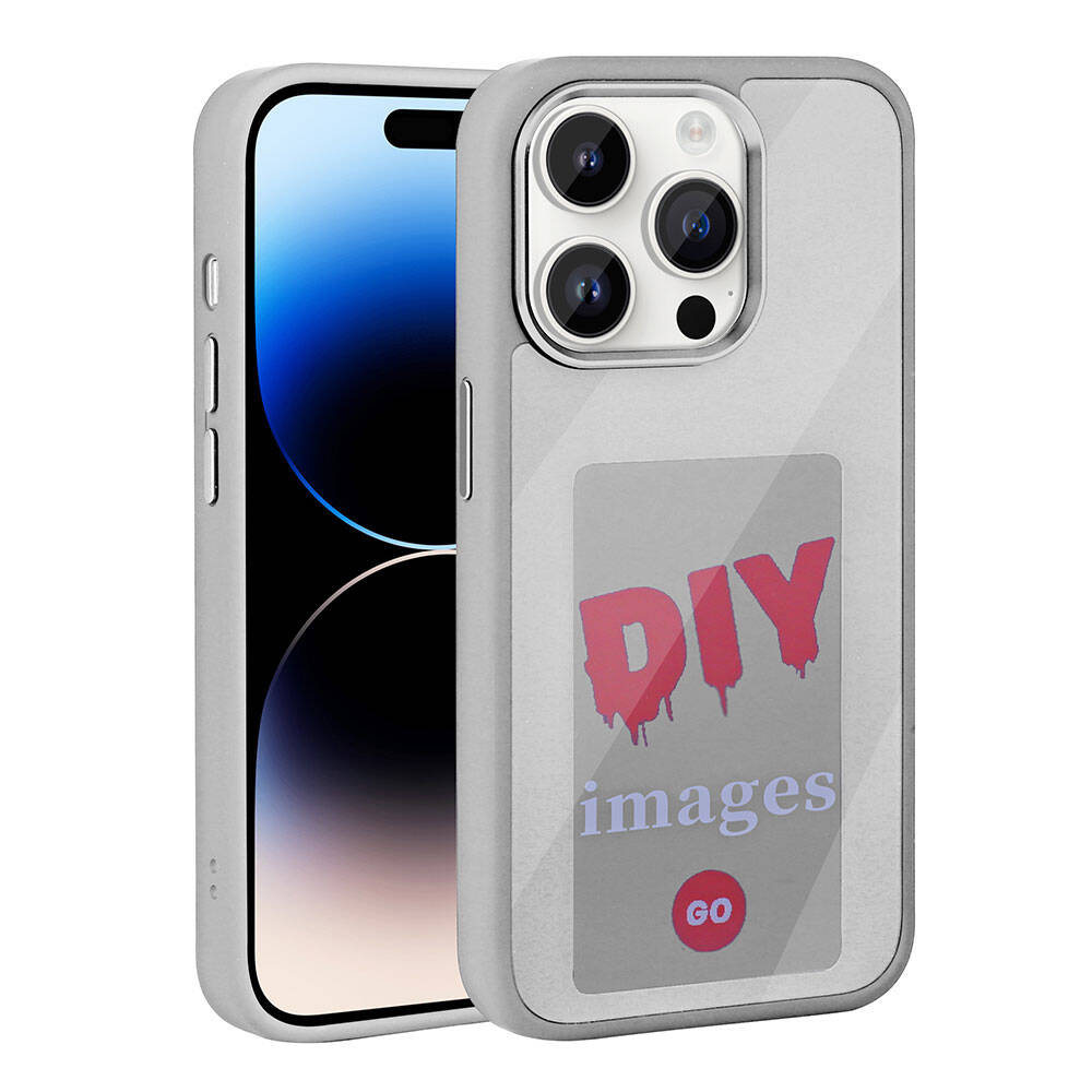 Apple iPhone 14 Pro Max Kılıf Ekranı Yansıtan NXXA Akıllı NFC Kapak-Gri