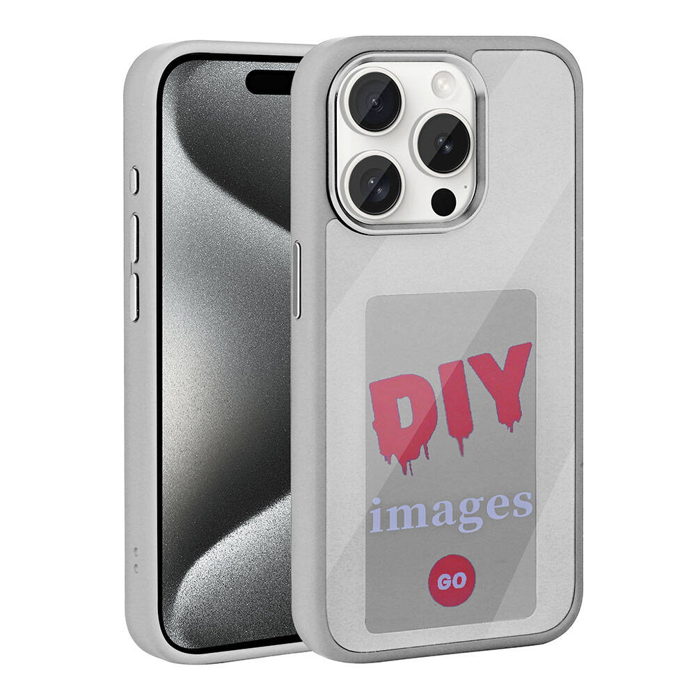 Apple iPhone 15 Pro Max Kılıf Ekranı Yansıtan NXXA Akıllı NFC Kapak-Gri