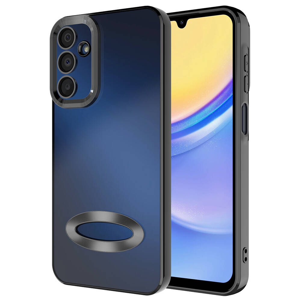 Galaxy A15 Kılıf Kamera Korumalı Logo Gösteren NXXA Omega Kapak-Siyah