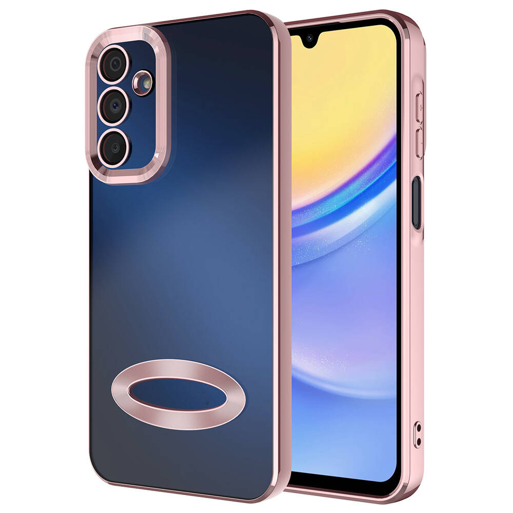 Galaxy A15 Kılıf Kamera Korumalı Logo Gösteren NXXA Omega Kapak-Rose Gold