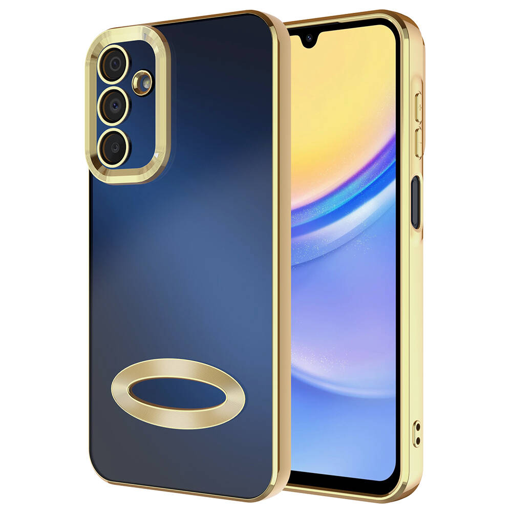 Galaxy A25 Kılıf Kamera Korumalı Logo Gösteren NXXA Omega Kapak-Gold