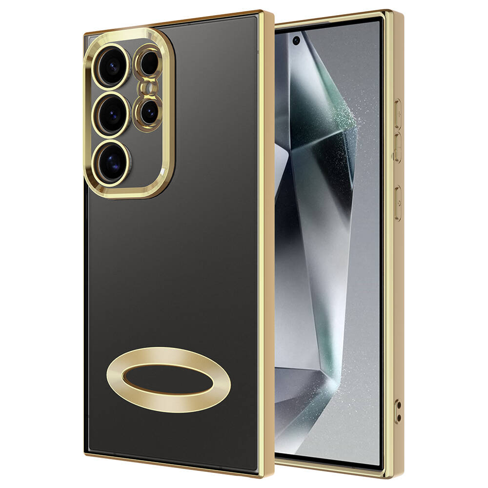Galaxy S24 Ultra Kılıf Kamera Korumalı Logo Gösteren NXXA Omega Kapak-Gold
