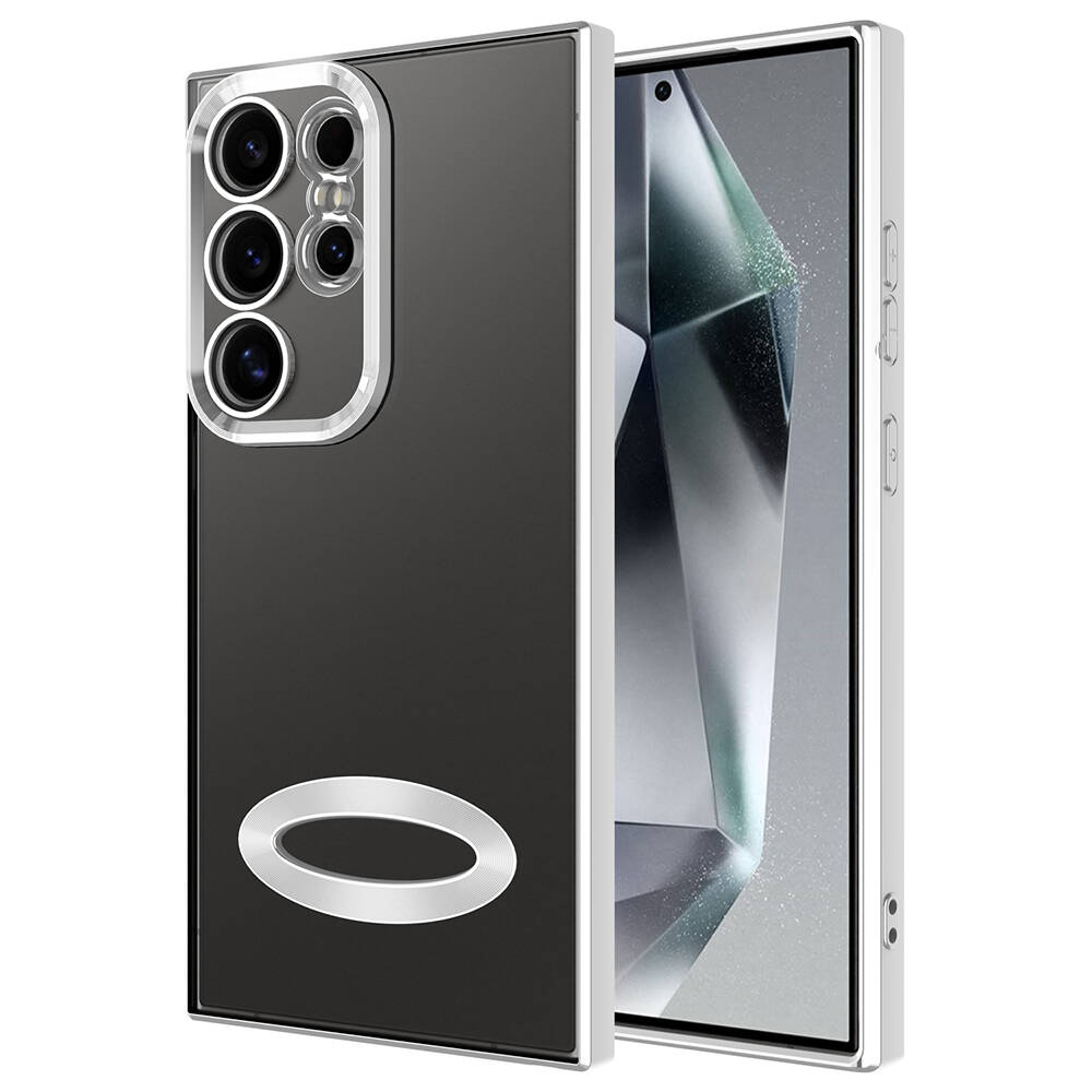Galaxy S24 Ultra Kılıf Kamera Korumalı Logo Gösteren NXXA Omega Kapak-Gümüş