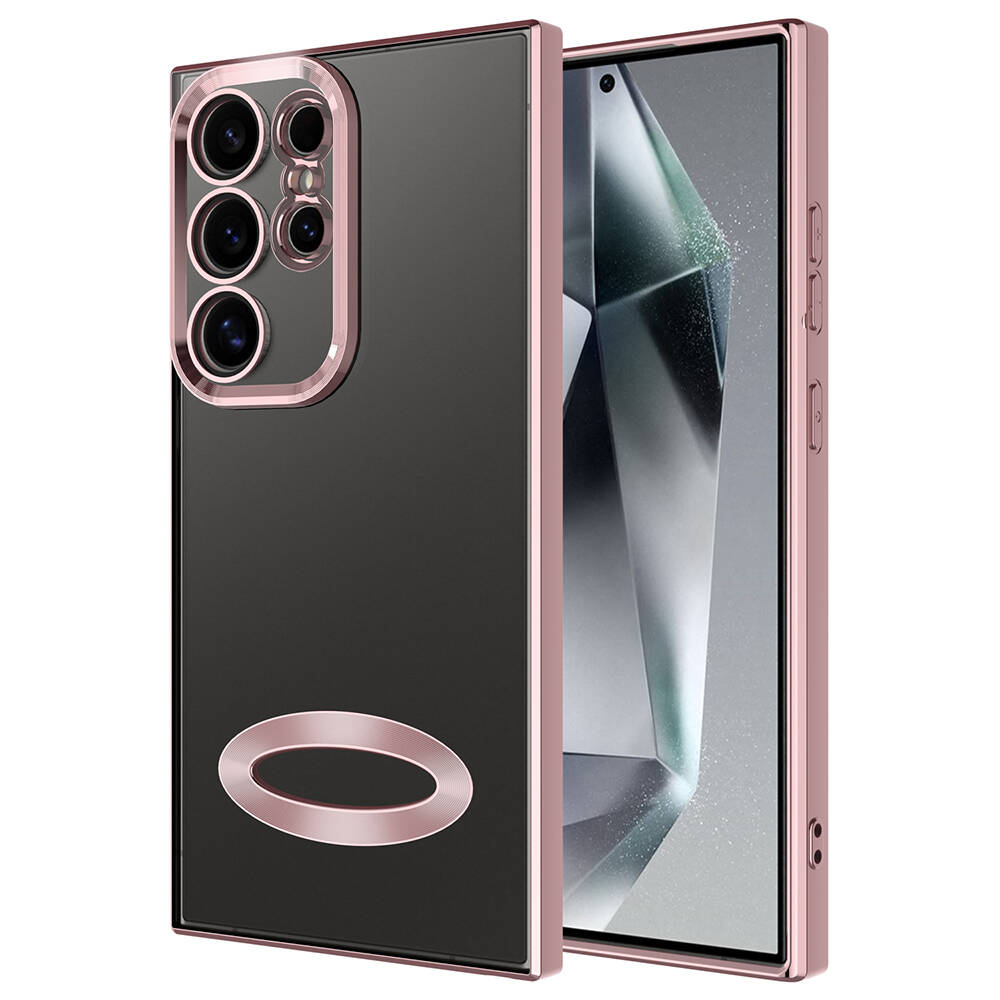 Galaxy S24 Ultra Kılıf Kamera Korumalı Logo Gösteren NXXA Omega Kapak-Rose Gold