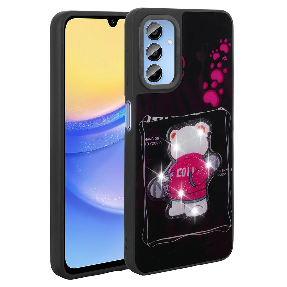 Galaxy A15 Kılıf Parlayan Kabartmalı İkonik Figürlü NXXA Amas Silikon Kapak-Siyah