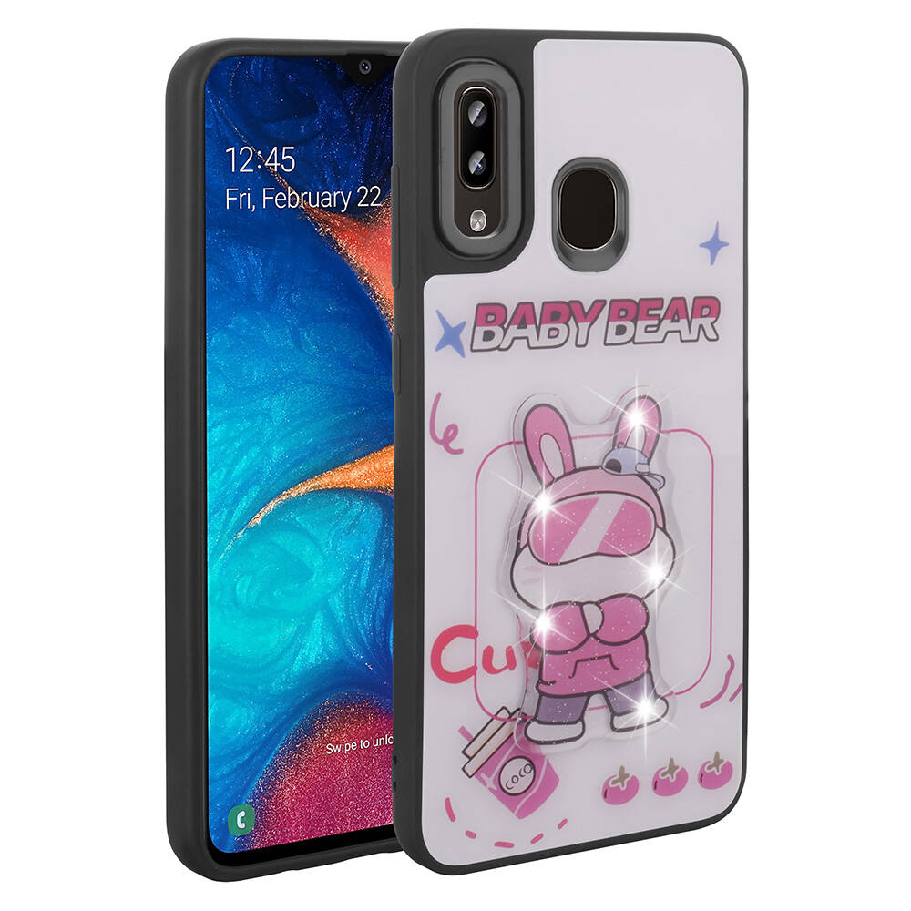 Galaxy A20 Kılıf Parlayan Kabartmalı İkonik Figürlü NXXA Amas Silikon Kapak-Beyaz