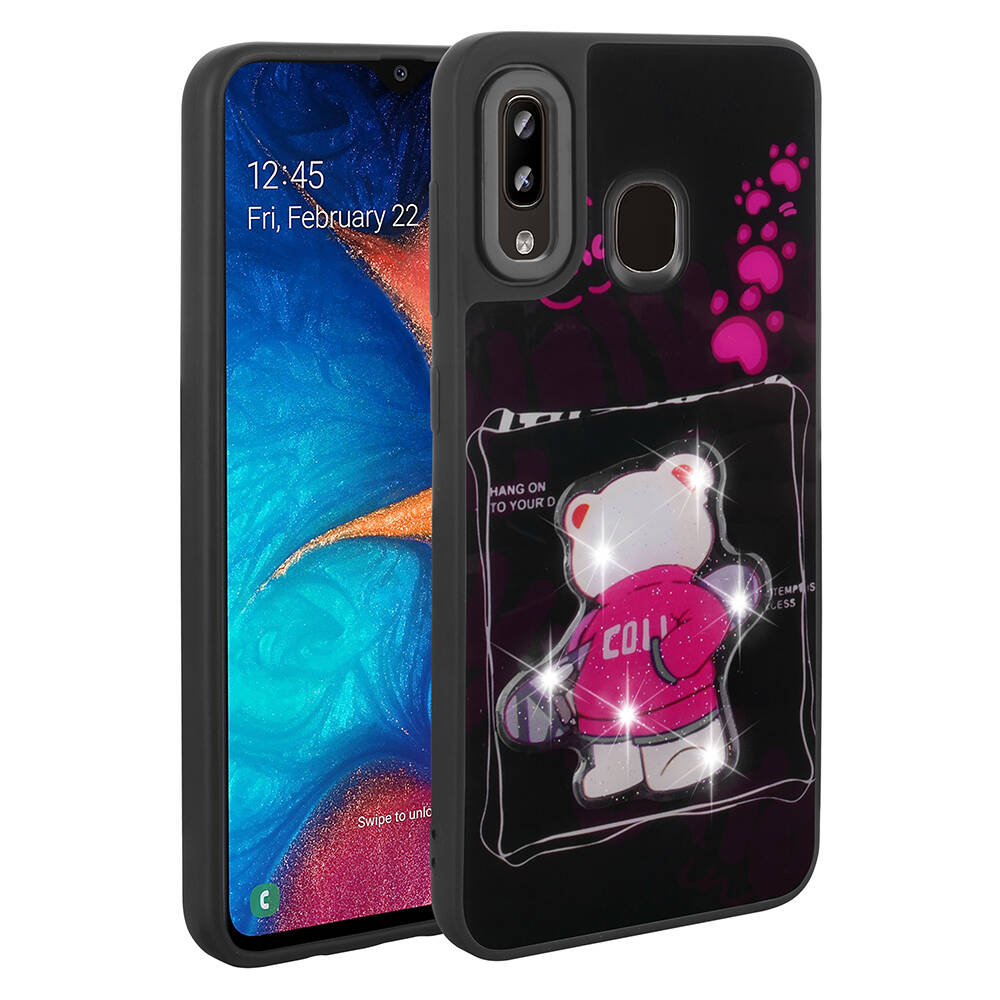 Galaxy A30 Kılıf Parlayan Kabartmalı İkonik Figürlü NXXA Amas Silikon Kapak-Siyah