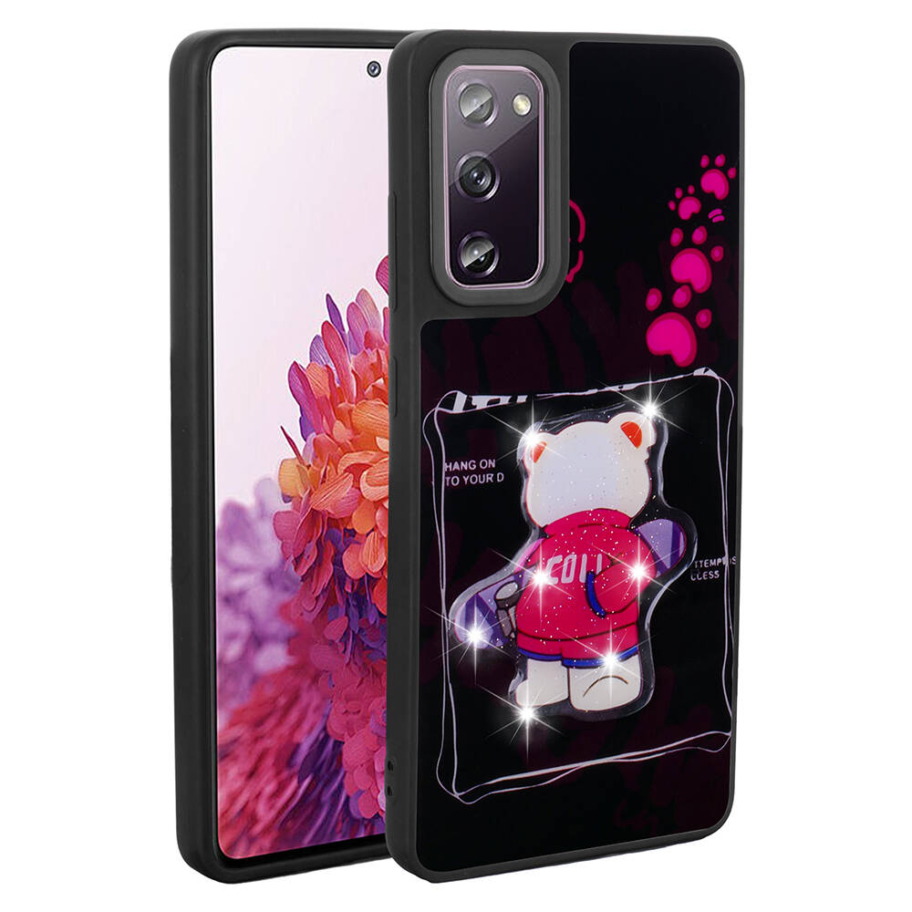 Galaxy S20 FE Kılıf Parlayan Kabartmalı İkonik Figürlü NXXA Amas Silikon Kapak-Siyah