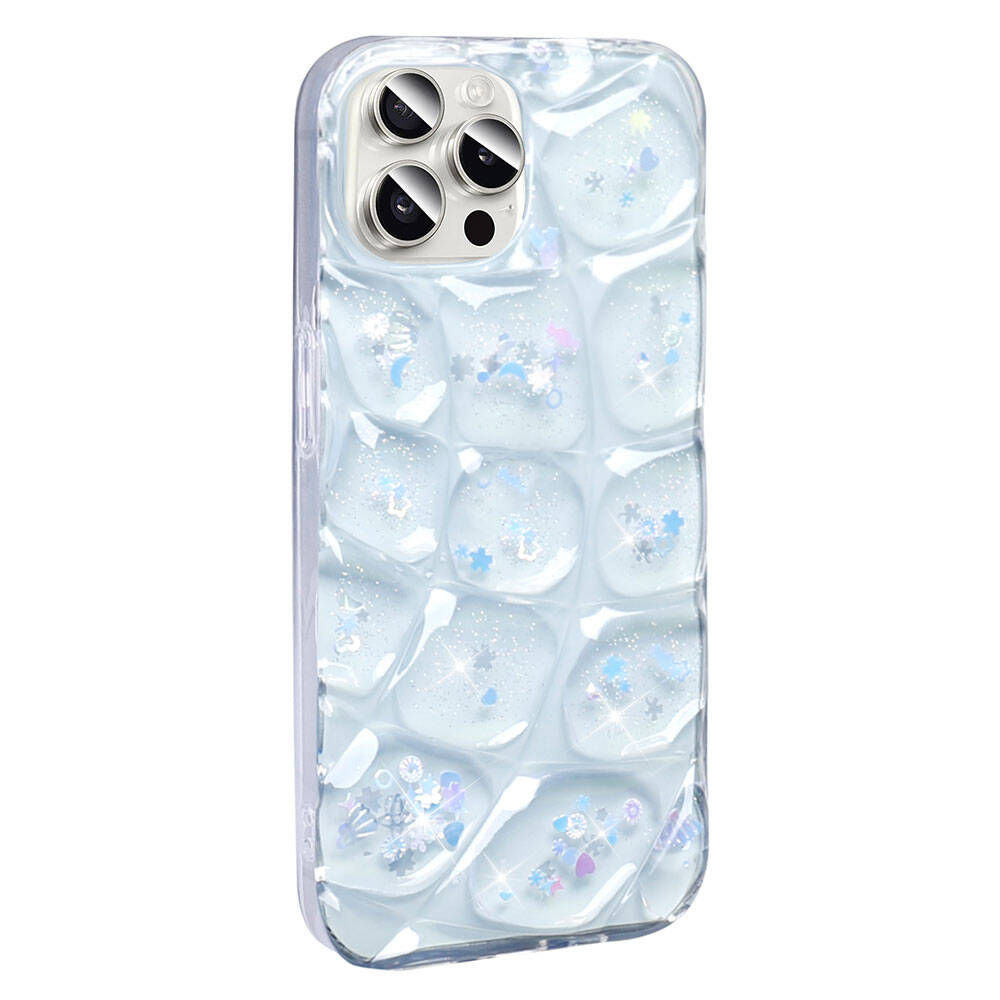 Apple iPhone 15 Pro Max Kılıf Simli 3D Desenli NXXA Hacar Kapak-Beyaz