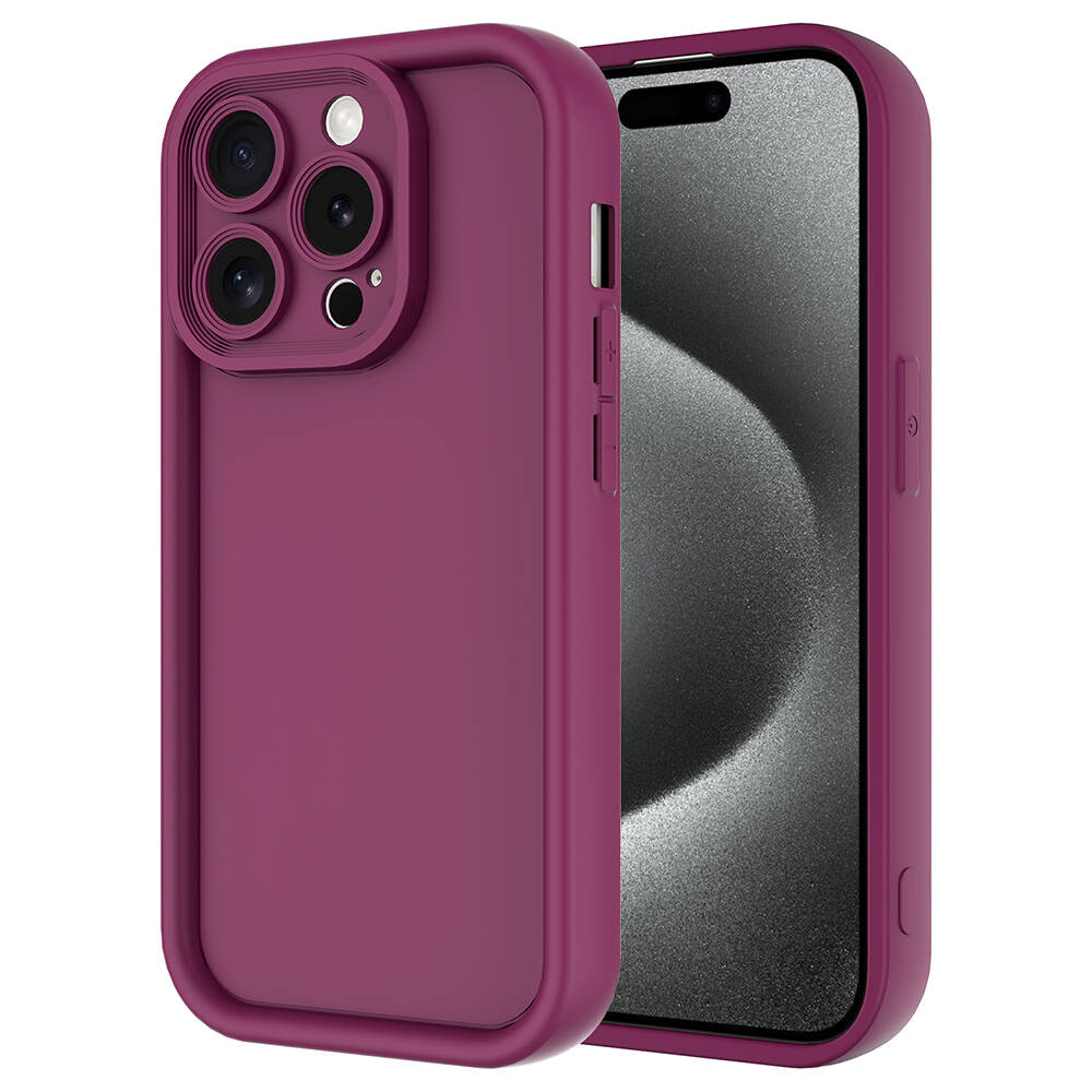 Apple iPhone 15 Pro Kılıf Kamera Korumalı NXXA Ananas Kapak-Mürdüm
