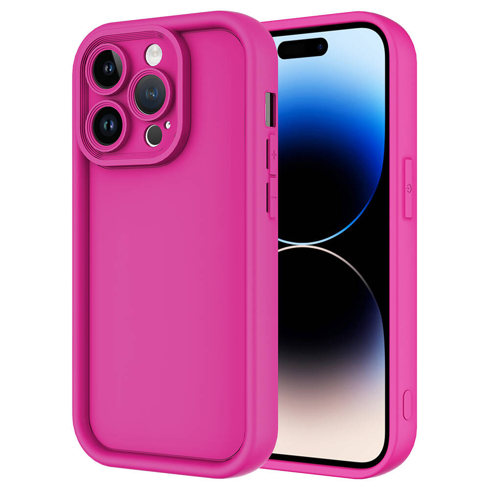 Apple iPhone 14 Pro Kılıf Kamera Korumalı NXXA Ananas Kapak-Pembe Koyu